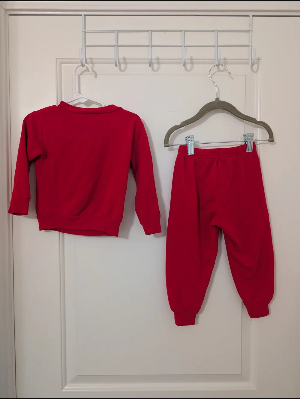 Vintage Girls 2 Piece Red Teddy Bear And Heart Sweatshirt And Jogger‎ Set